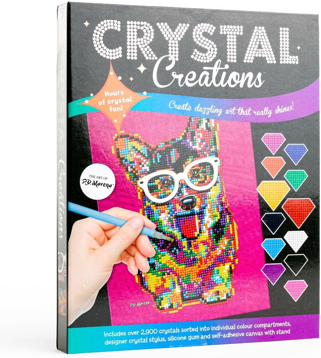 Crystal Creations Neon Corgi in Glasses by P.D. Moreno | Diamond Painting for Adults | Arts and Crafts Gifts | Animal Crafting for Teenagers