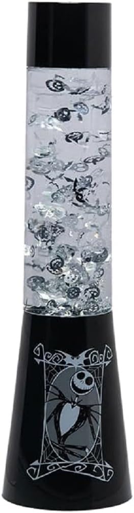 Nightmare Before Christmas Glitter Liquid Flow Lamp with Floating Pumpkin, Skulls, and Bats - Officially Licensed Disney Merchandise, Jack Skellington Collectible Spooky Decor | Paladone