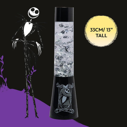 Nightmare Before Christmas Glitter Liquid Flow Lamp with Floating Pumpkin, Skulls, and Bats - Officially Licensed Disney Merchandise, Jack Skellington Collectible Spooky Decor | Paladone