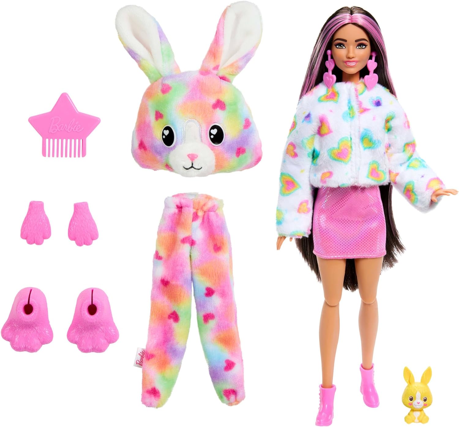 Barbie Cutie Reveal Doll & Accessories with Tie-Dyed Bunny Plush Costume & 10 Surprises Including Color Change, Color Dream Series, HRK38