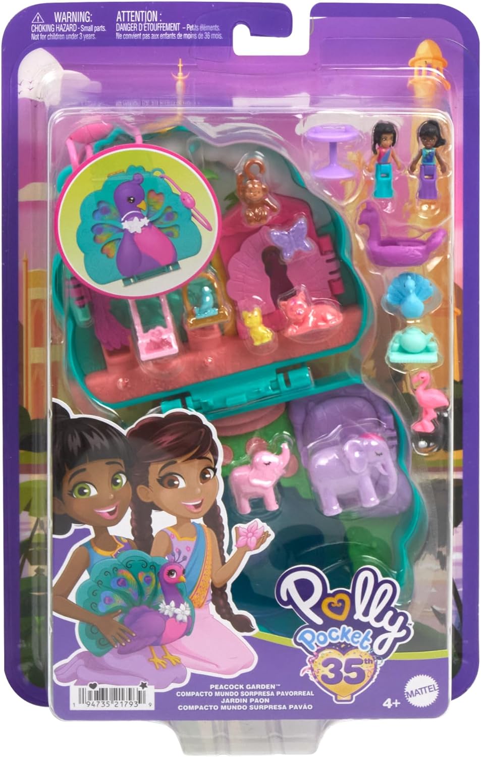 * Polly Pocket India Peacock Animal Garden Compact