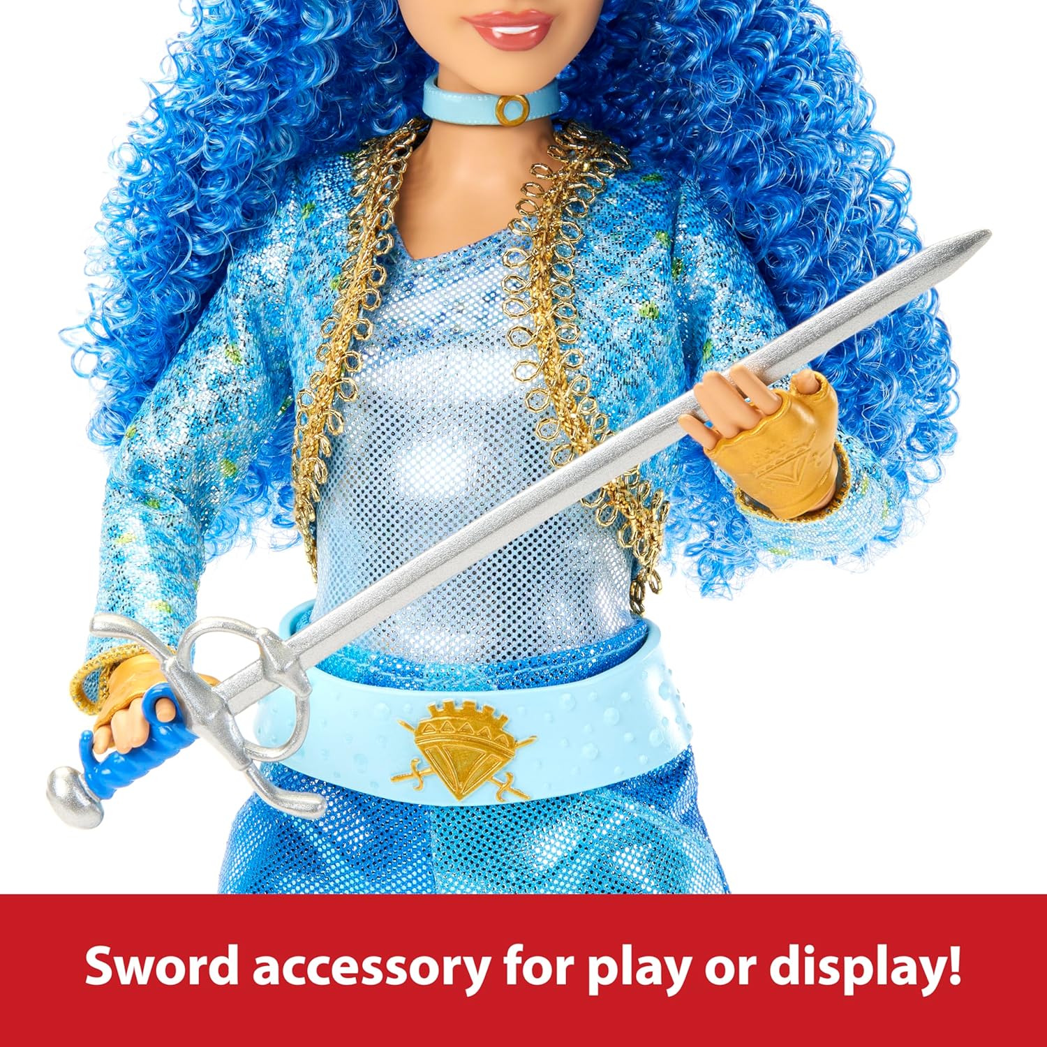 Mattel Disney Descendants: The Rise of Red Fashion Doll & Accesorio, Princesa Chloe Charming, Hija de Cenicienta con ropa y espada inspiradas en la película