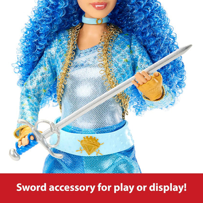 Mattel Disney Descendants: The Rise of Red Fashion Doll & Accesorio, Princesa Chloe Charming, Hija de Cenicienta con ropa y espada inspiradas en la película