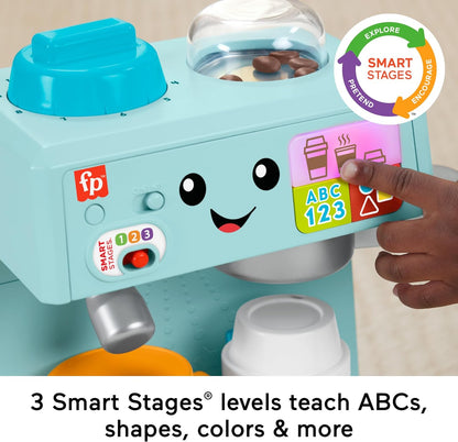 Fisher-Price Toddler Toy Learn & Serve Coffee Café Playset with Smart Stages & 10 Pieces for Ages 18+ Months, Multilanguage Version, HYR98