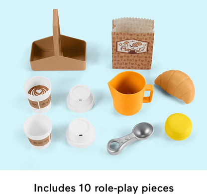 Fisher-Price Toddler Toy Learn & Serve Coffee Café Playset with Smart Stages & 10 Pieces for Ages 18+ Months, Multilanguage Version, HYR98