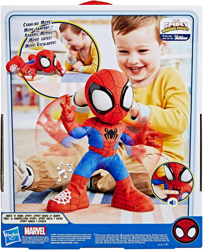 Spidey and his Amazing Friends Marvel Dance 'N Crawl Spidey Interactive Plush Toy with Sounds, Talking Spider-Man Toys for Kids
