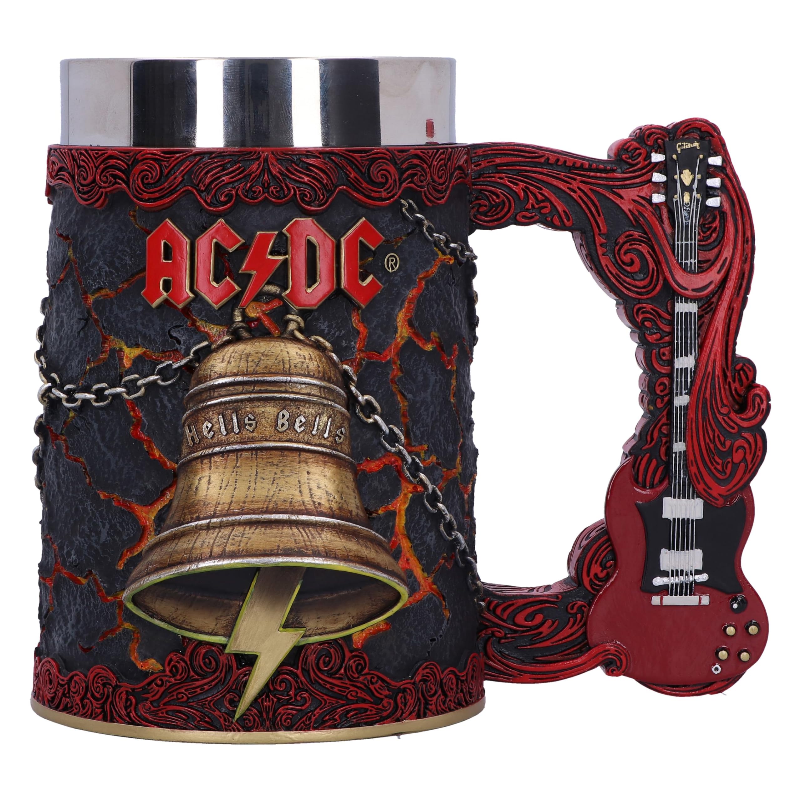 Nemesis Now ACDC Hells Bells Tankard 15.7cm, Resin, Official ACDC Merchandise, ACDC Tankard, Hells Bells Beer Mug, Stainless Steel Insert, Cast in The Finest Resin, Expertly Hand-Painted
