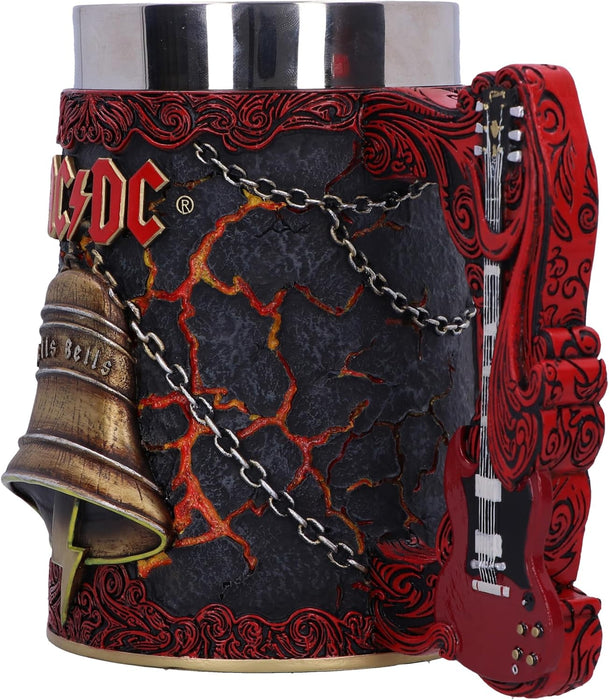 Nemesis Now Hard Rock Tankard, Hand-Painted Resin Beer Mug with Removable Insert, Metal Band Collectible Merch and Gift for Fans, 16cm - ACDC Hells Bells