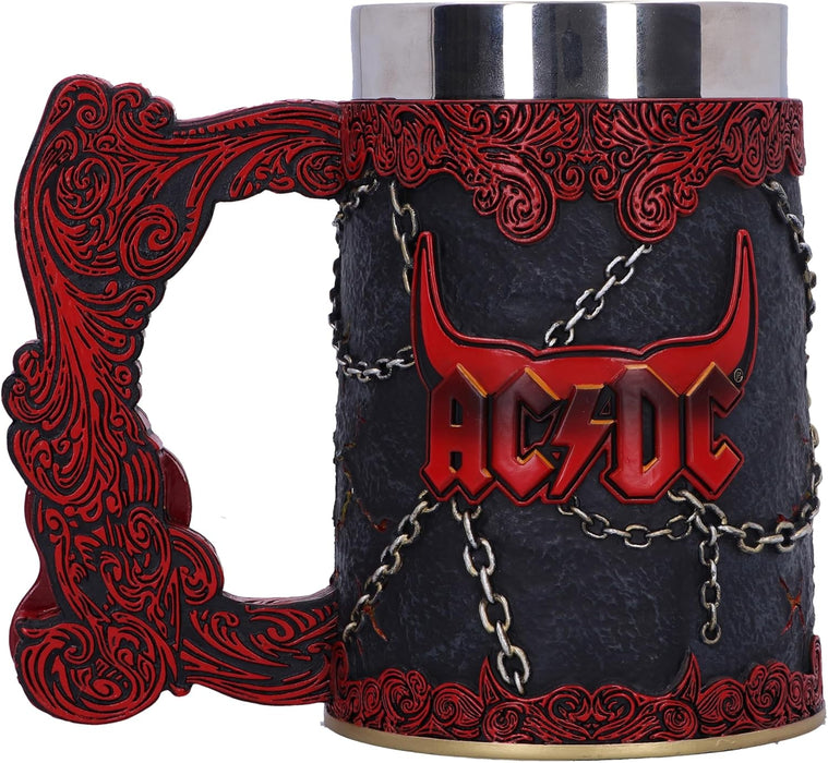 Nemesis Now Hard Rock Tankard, Hand-Painted Resin Beer Mug with Removable Insert, Metal Band Collectible Merch and Gift for Fans, 16cm - ACDC Hells Bells