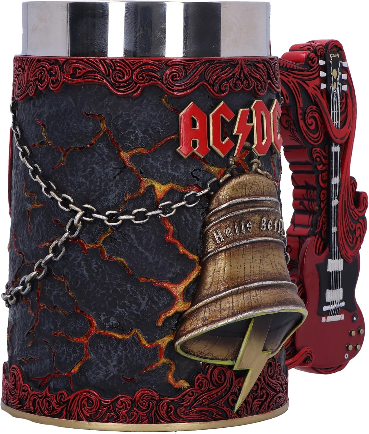 Nemesis Now ACDC Hells Bells Tankard 15.7cm, Resin, Official ACDC Merchandise, ACDC Tankard, Hells Bells Beer Mug, Stainless Steel Insert, Cast in The Finest Resin, Expertly Hand-Painted