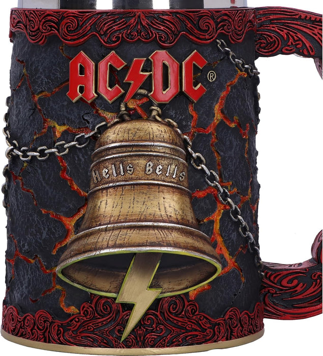 Nemesis Now Hard Rock Tankard, Hand-Painted Resin Beer Mug with Removable Insert, Metal Band Collectible Merch and Gift for Fans, 16cm - ACDC Hells Bells