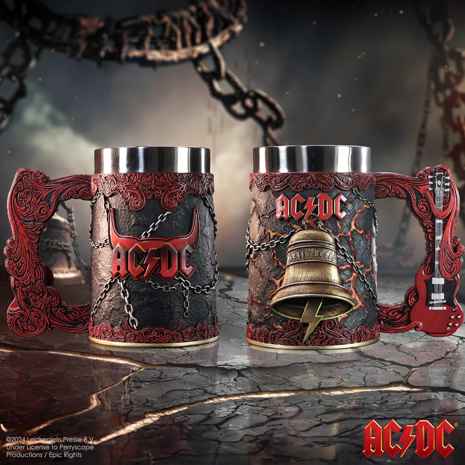 Nemesis Now ACDC Hells Bells Tankard 15.7cm, Resin, Official ACDC Merchandise, ACDC Tankard, Hells Bells Beer Mug, Stainless Steel Insert, Cast in The Finest Resin, Expertly Hand-Painted
