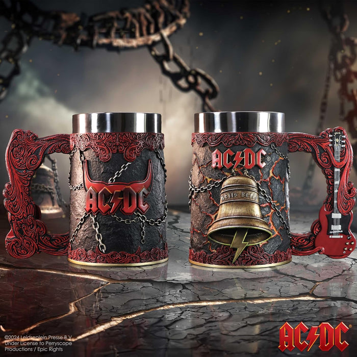 Nemesis Now Hard Rock Tankard, Hand-Painted Resin Beer Mug with Removable Insert, Metal Band Collectible Merch and Gift for Fans, 16cm - ACDC Hells Bells