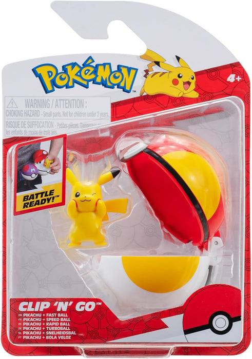 Pokémon Clip ‘N’ Go Pikachu and Fast Ball - Includes 2-Inch Battle Figure and Fast Ball Accessory
