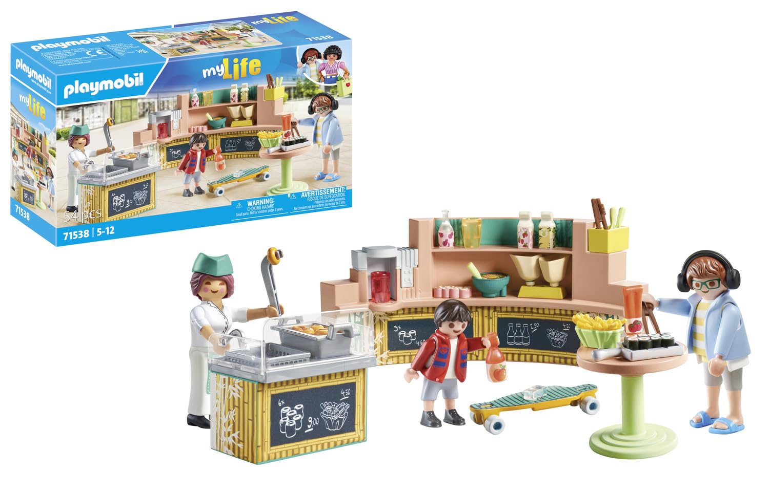 PLAYMOBIL myLife 71538 Cantina, deliciosas Comidas y tentempiés en el Restaurante, Incluyendo Papas Fritas, Sushi y Mucho más, Juguetes para niños a Partir de 5 años