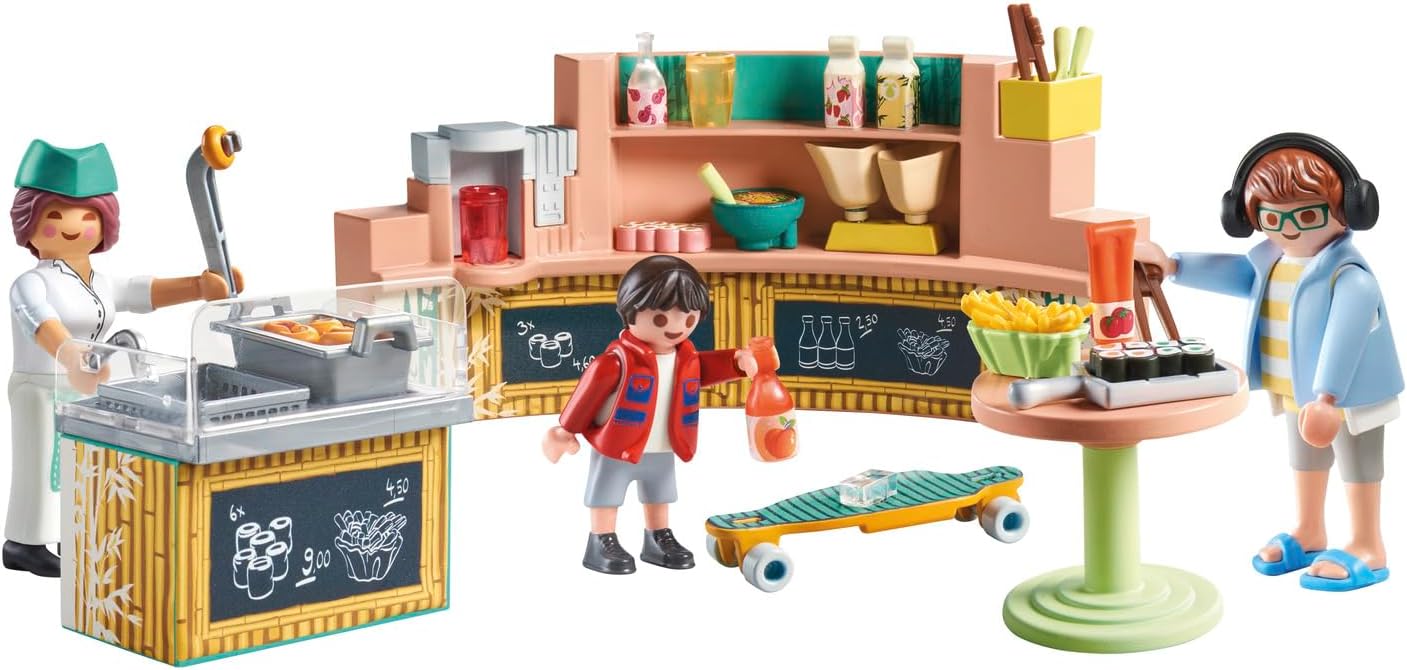 PLAYMOBIL myLife 71538 Cantina, deliciosas Comidas y tentempiés en el Restaurante, Incluyendo Papas Fritas, Sushi y Mucho más, Juguetes para niños a Partir de 5 años