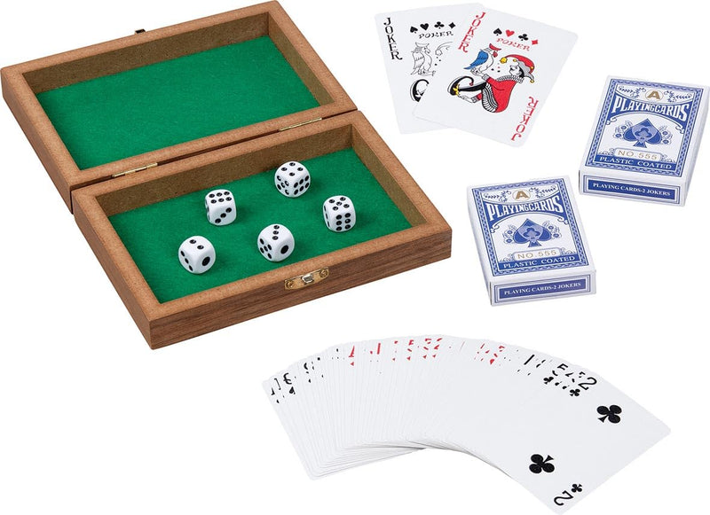 goki 106 5 niños, Resistente Cartas y Dados en Caja de Madera, Juego de 112 Unidades, a Partir de 7 años, 16cm x 11cm x 4cm (Gollnest & Kiesel GmbH & 56308