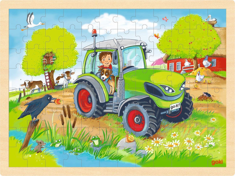 Goki - Goki Houten Legpuzzel Tractor 96st.