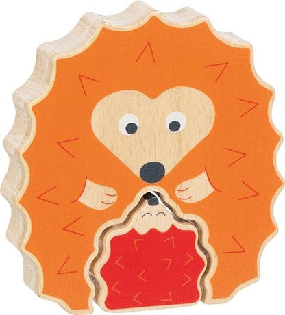 goki 57331 Wooden Hedgehog Puzzle – Educational Toy, Promotes Creativity, Skill, Concentration and Imagination, Set of 2, from 1 Year, Orange and red