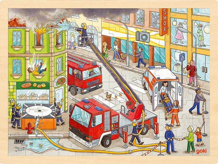 Goki - Goki Houten Legpuzzel Brandbestrijding 96st.
