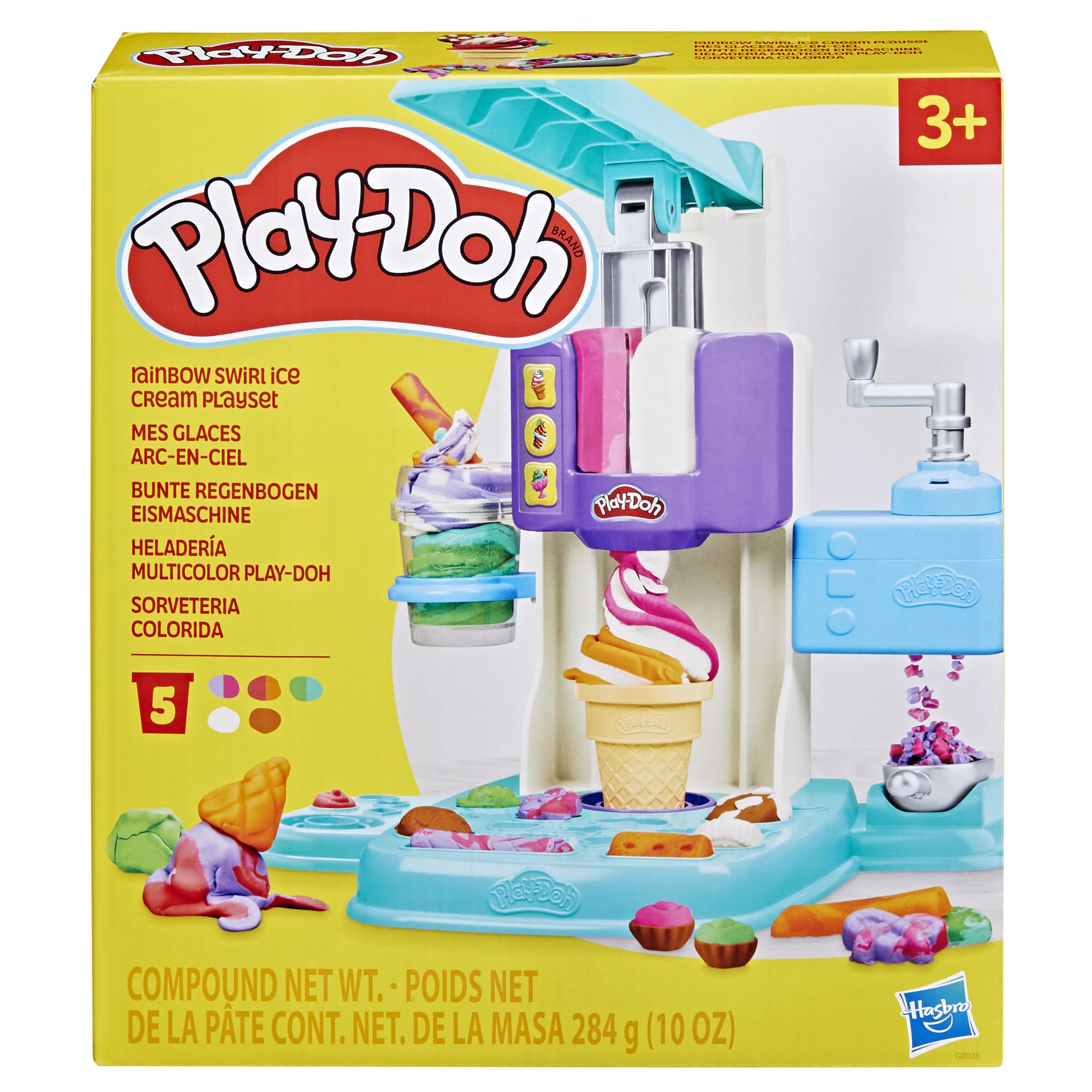 Play-Doh Rainbow Swirl Ice Cream Playset for Toddlers, Non-Toxic Modelling Compound Set, Crafts for Kids, Creative Toys for 3+ Year Olds
