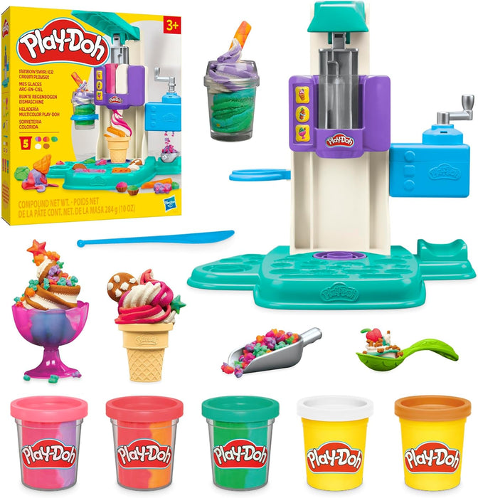 Play-Doh Rainbow Swirl Ice Cream Playset for Toddlers, Non-Toxic Modelling Compound Set, Crafts for Kids, Creative Toys for 3+ Year Olds