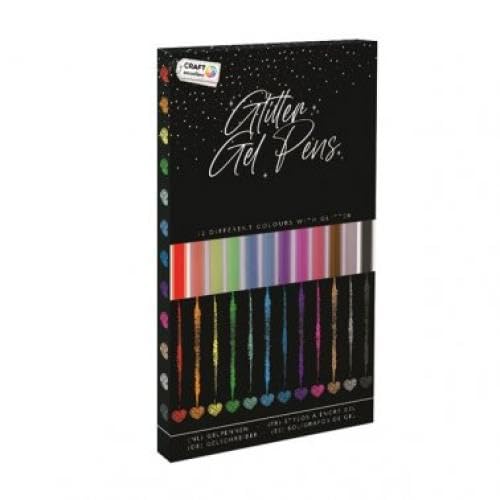 Craft Gel Glitter Pen / 12 Units