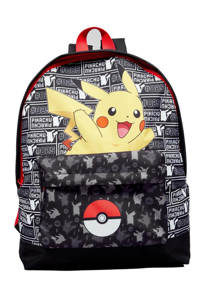 Pokemon Pikachu Pokeball Black Childrens Backpack School Bag Rucksack