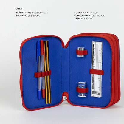 Cerda Sonic Prime School Pencil Case with 1 HB Pencil, 2 Pens, 1 Scissor, 1 Eraser, 1 Sharpener, 1 Ruler, 18 Pencil Colours and 18 Giotto Felt Tips Pens