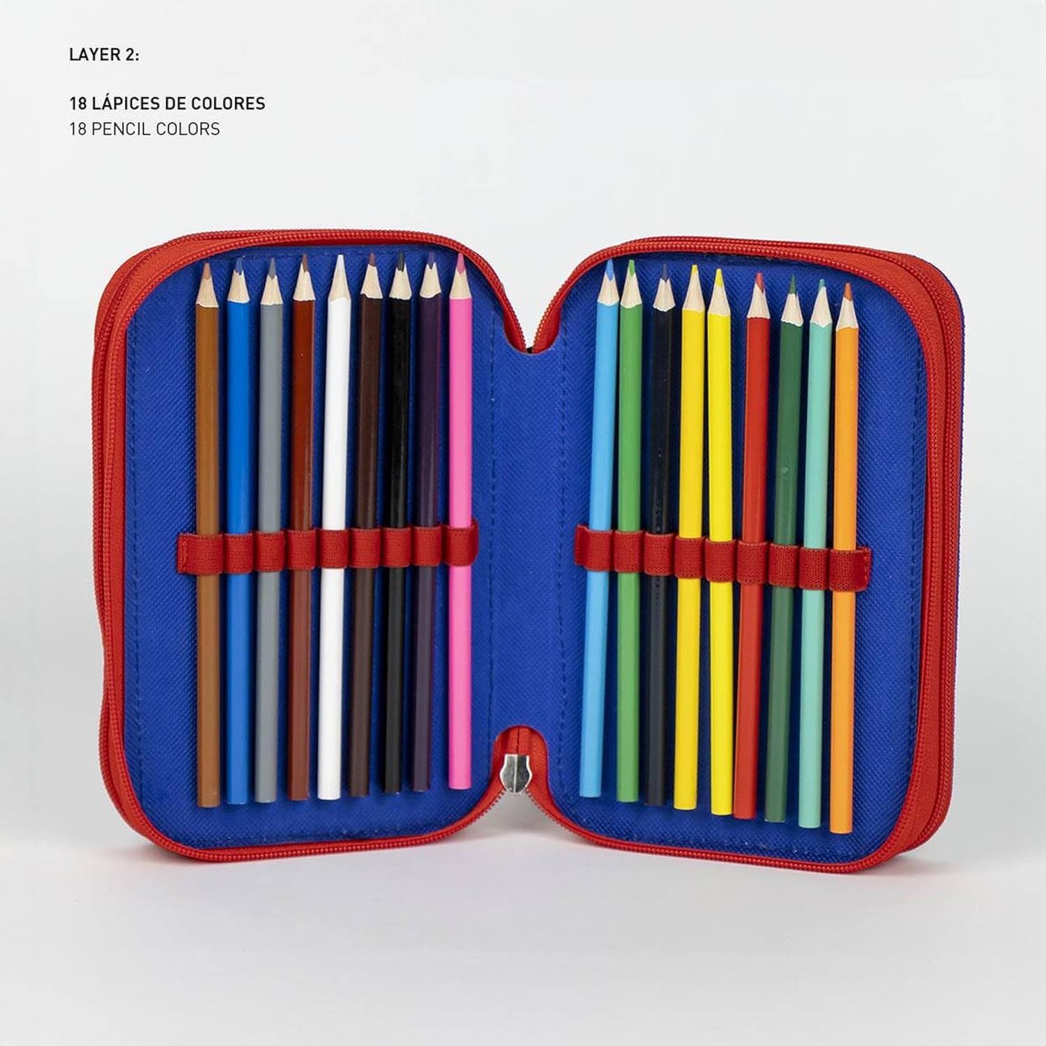 Cerda Sonic Prime School Pencil Case with 1 HB Pencil, 2 Pens, 1 Scissor, 1 Eraser, 1 Sharpener, 1 Ruler, 18 Pencil Colours and 18 Giotto Felt Tips Pens