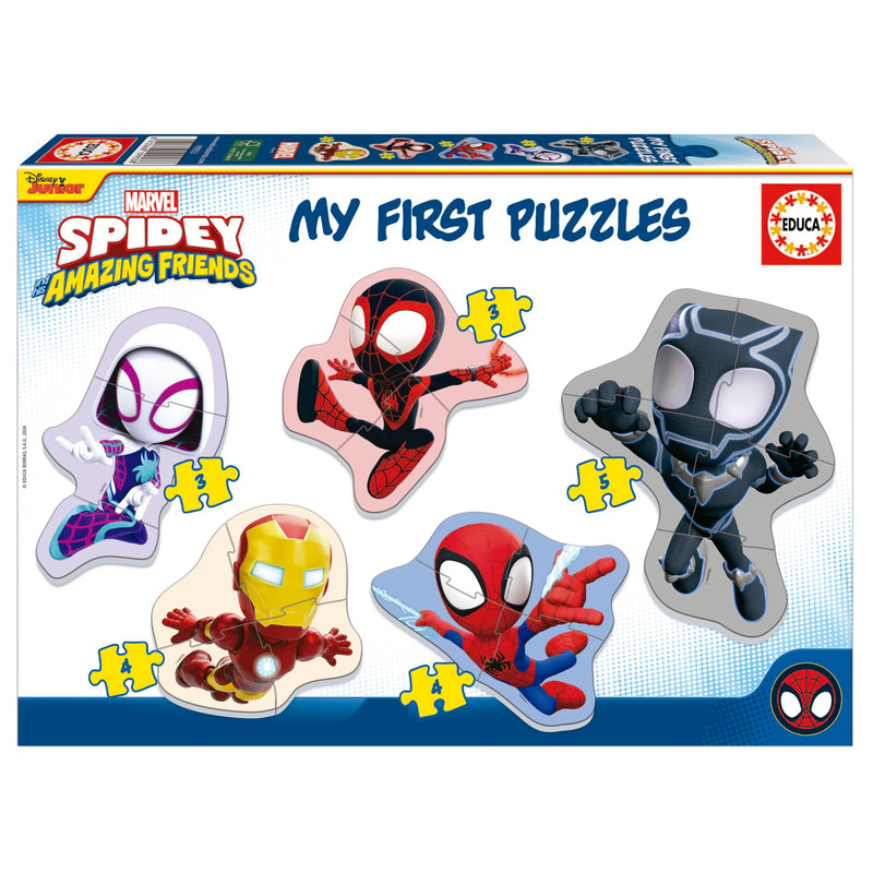 Educa - Set von 5 progressiven Puzzlen von 3 bis 5 Teilen, um das erste Puzzle von Spidey mit unterschiedlichen Schwierigkeitsgraden zu Lernen. Empfohlen für 24 Monate (19952