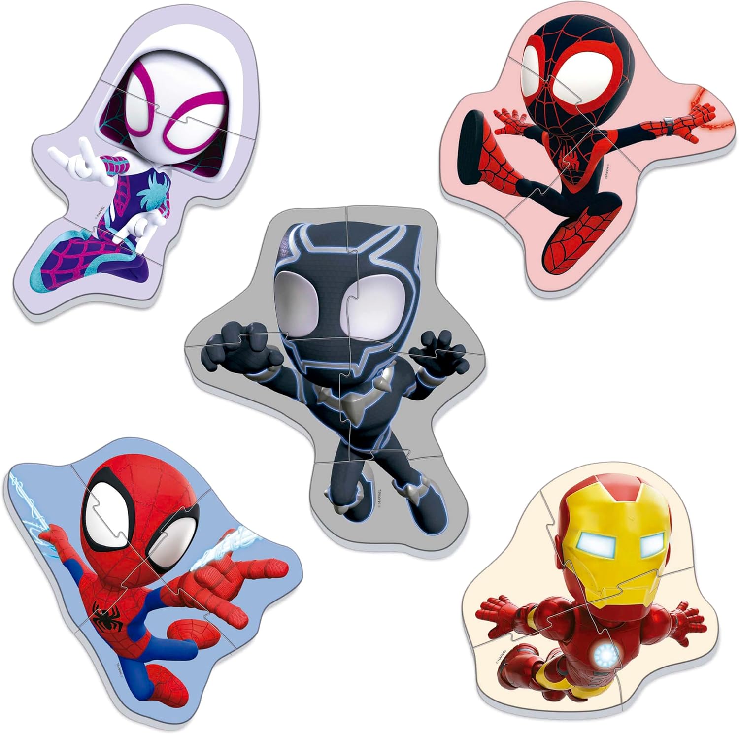 Educa - Set von 5 progressiven Puzzlen von 3 bis 5 Teilen, um das erste Puzzle von Spidey mit unterschiedlichen Schwierigkeitsgraden zu Lernen. Empfohlen für 24 Monate (19952