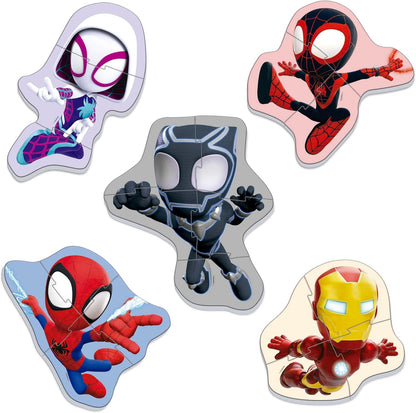 Educa - Set von 5 progressiven Puzzlen von 3 bis 5 Teilen, um das erste Puzzle von Spidey mit unterschiedlichen Schwierigkeitsgraden zu Lernen. Empfohlen für 24 Monate (19952