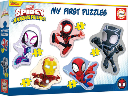 Educa - Set von 5 progressiven Puzzlen von 3 bis 5 Teilen, um das erste Puzzle von Spidey mit unterschiedlichen Schwierigkeitsgraden zu Lernen. Empfohlen für 24 Monate (19952