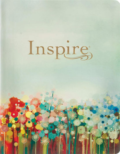 Inspire Bible Large Print NLT (LeatherLike, Floral Fields with Gold, Filament Enabled