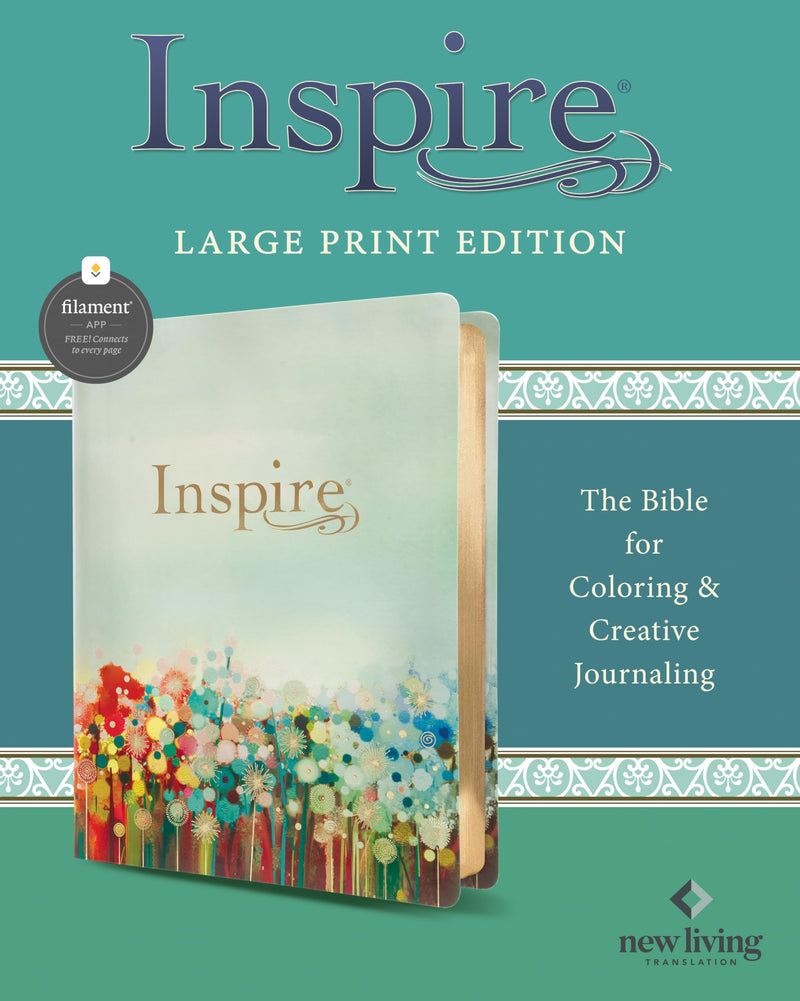 Inspire Bible Large Print NLT (LeatherLike, Floral Fields with Gold, Filament Enabled