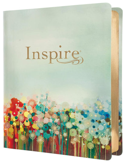 Inspire Bible Large Print NLT (LeatherLike, Floral Fields with Gold, Filament Enabled