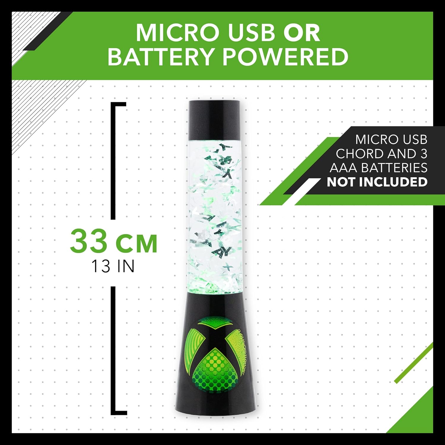 Paladone Xbox Lampe à Lave Scintillante, Éclairage d'Ambiance Lampe Relaxante, 33 cm