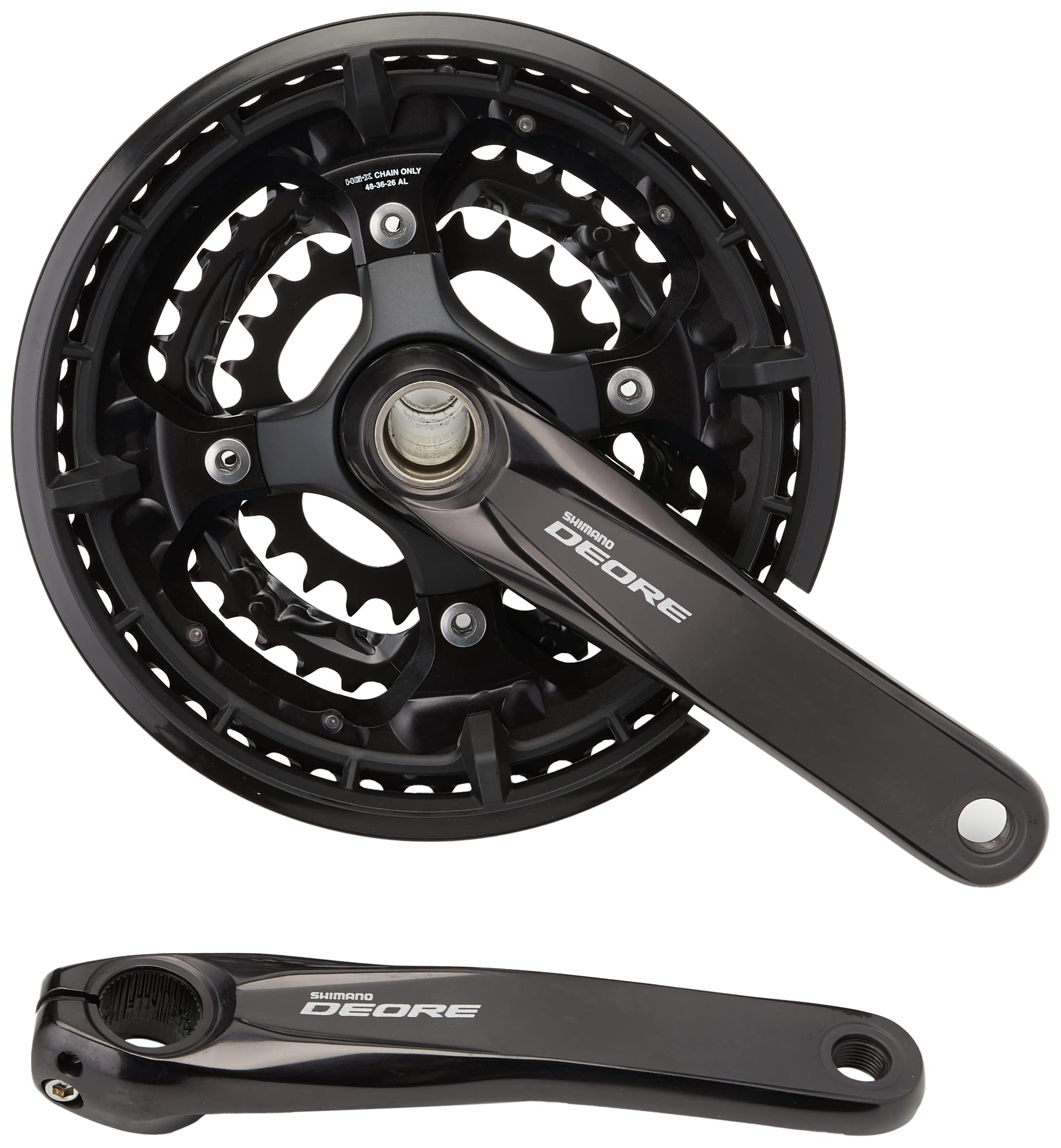 Shimano FC-T6010 Deore 10-speed chainset, 48/36/26T, with chainguard, black, 170 mm