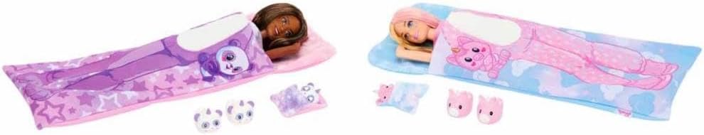 Barbie Cutie Reveal Slumber Party gift set, 2 Dolls with surprises and accesories, gift for ages +3 year old, HRY15