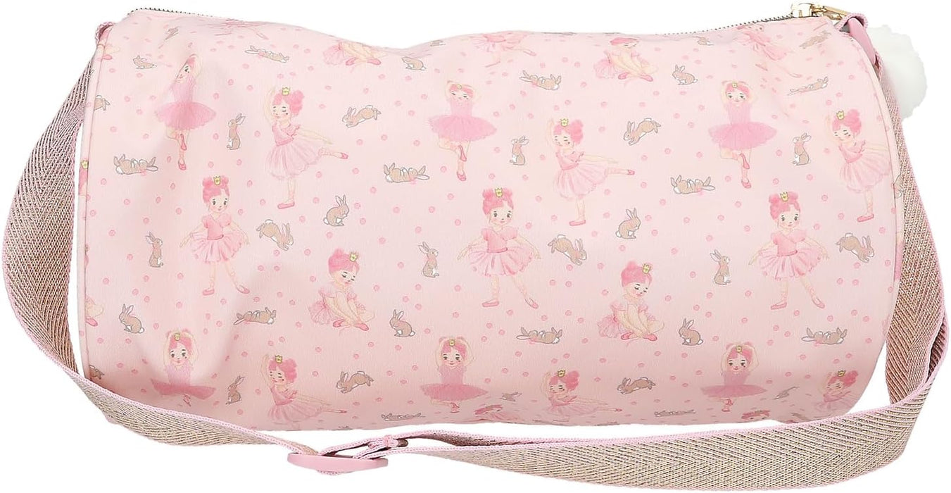 Depesche 12865 Princess Mimi Bunny Ballet-Borsa Sportiva Rosa con Ballerine e Coniglietti, Forma di Rotolo con Tracolla Regolabile, Multicolore