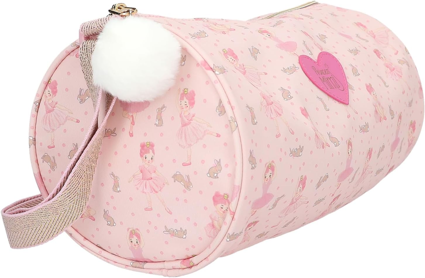 Depesche 12865 Princess Mimi Bunny Ballet-Borsa Sportiva Rosa con Ballerine e Coniglietti, Forma di Rotolo con Tracolla Regolabile, Multicolore