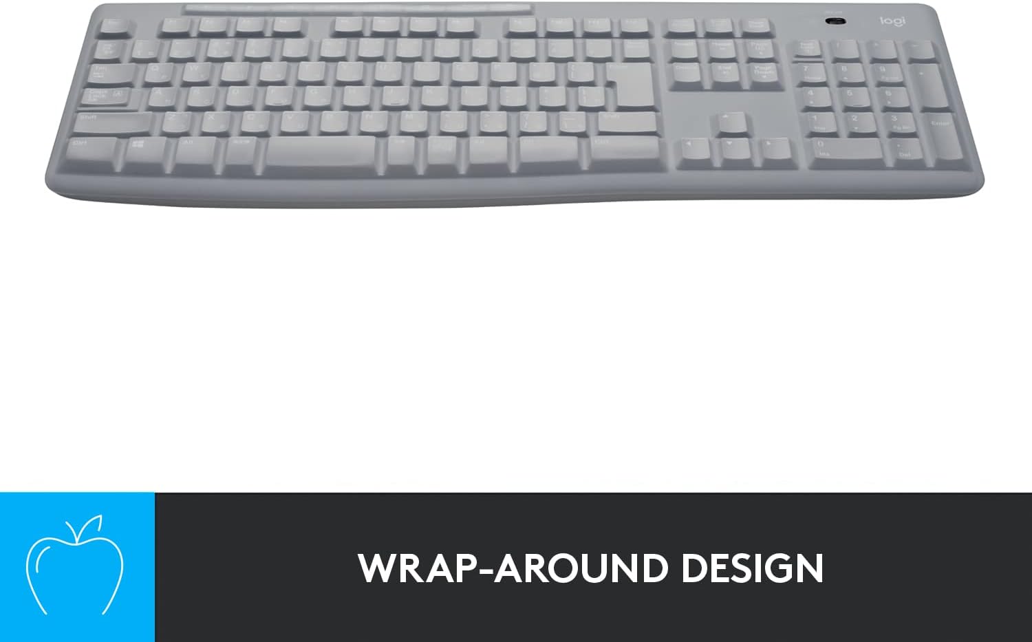 Logitech Protective Cover for K270 Keyboard and MK270 Combo, Durable Silicone wrap-Around Design, Liquid-Proof, Ultrathin, Translucent - White