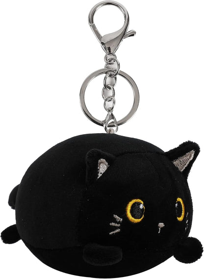 I-TOTAL® - Porte-clé en peluche douce 10 x 11 x 9 cm (CHAT NOIR)