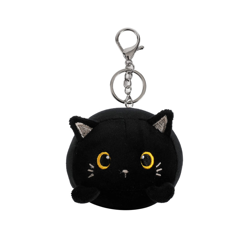 I-TOTAL® - Porte-clé en peluche douce 10 x 11 x 9 cm (CHAT NOIR)