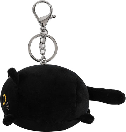 I-TOTAL® - Porte-clé en peluche douce 10 x 11 x 9 cm (CHAT NOIR)