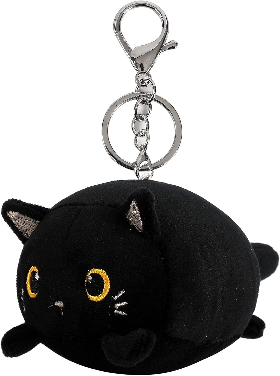 I-TOTAL® - Porte-clé en peluche douce 10 x 11 x 9 cm (CHAT NOIR)