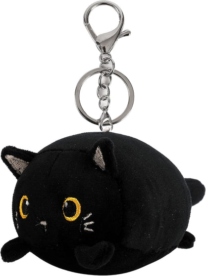 I-TOTAL® - Porte-clé en peluche douce 10 x 11 x 9 cm (CHAT NOIR)