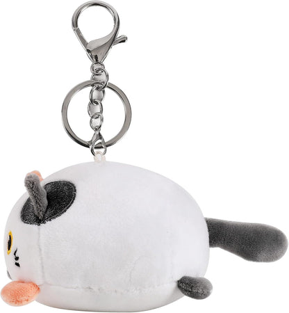 I-TOTAL® - Portachiave con gancio, simpatico animaletto morbido peluche 10 x 11 x 9 cm Gatto