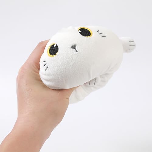 I-TOTAL® - Zacht squishy kussen van traagschuim 14 cm diameter, knijpkussen ideaal als cadeau Witte kat